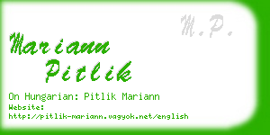 mariann pitlik business card